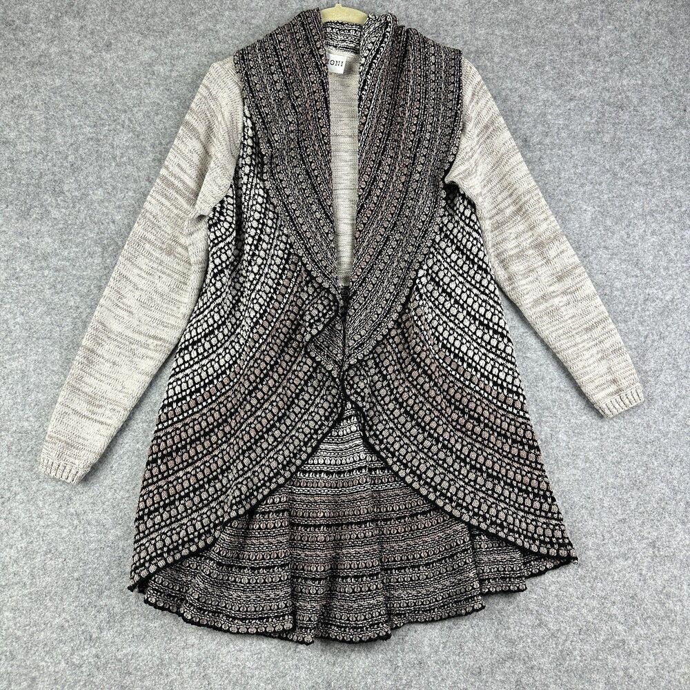 Anthropologie Sioni Open Cardigan Womens Medium Mixed Print Casual LS Cozy Boho*